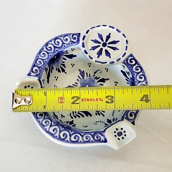 Ashtray Delfts Blue Netherlands Holland Cobalt Blue Floral Pottery - Picture 9 of 10